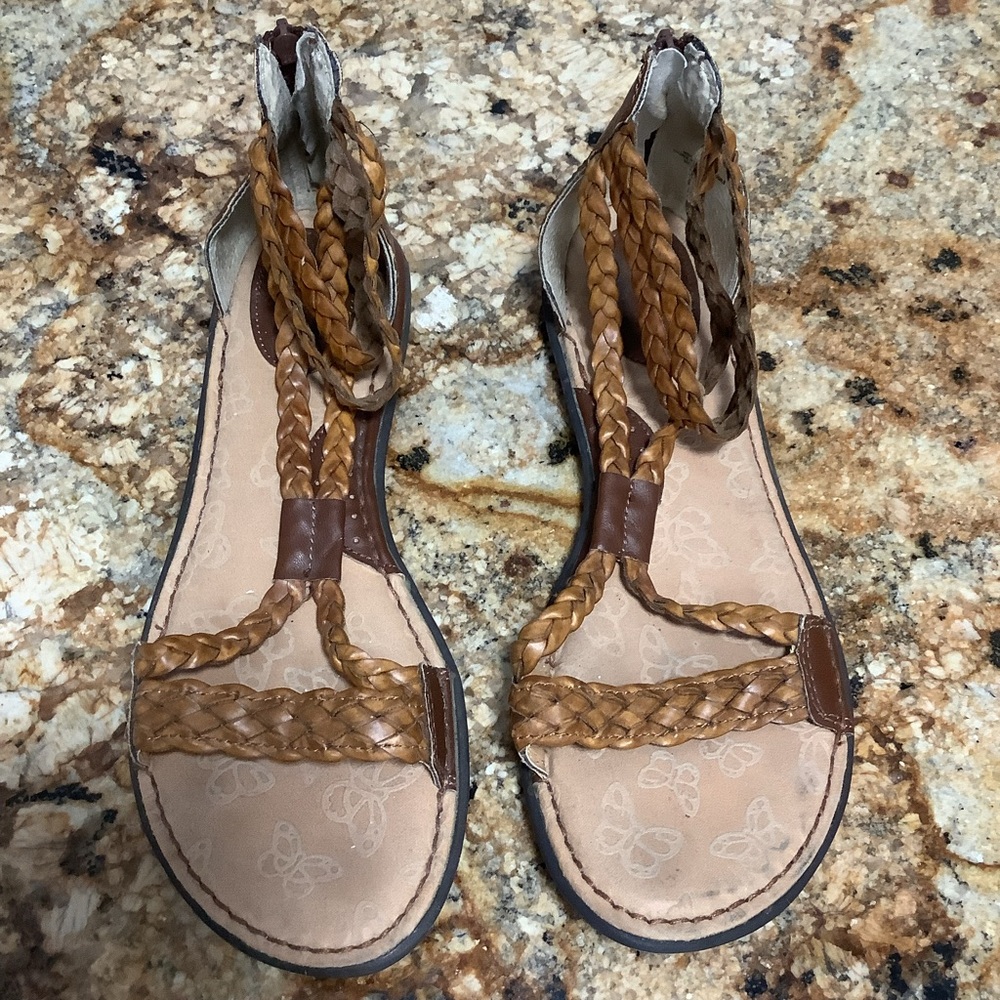 BOC Braided Brown Flat Boho Sandals Size 9